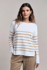 Bobbie Top - Beige/white